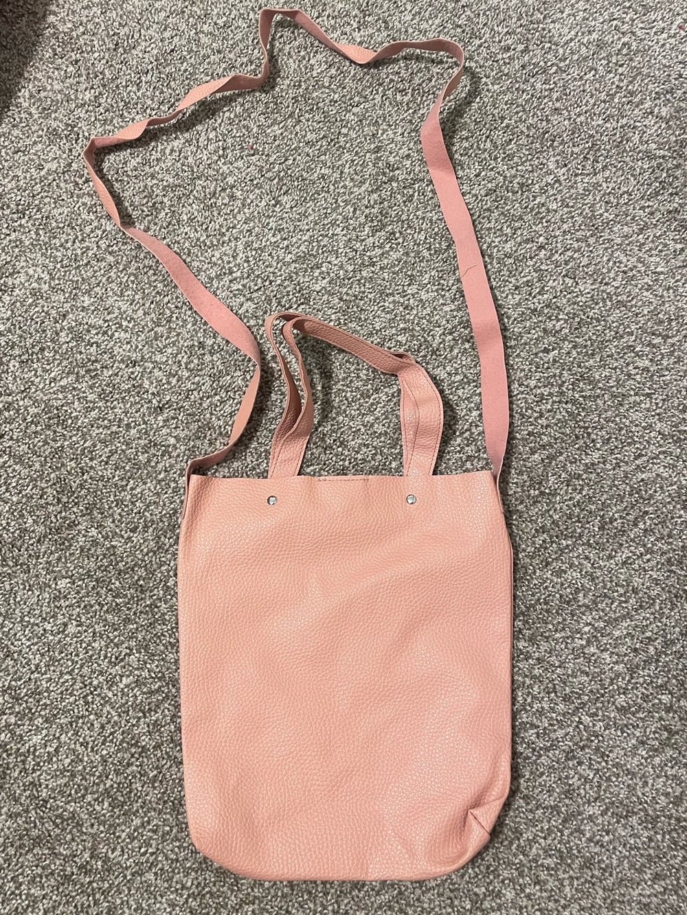 Everyday Pink Faux Leather Crossbody Tote